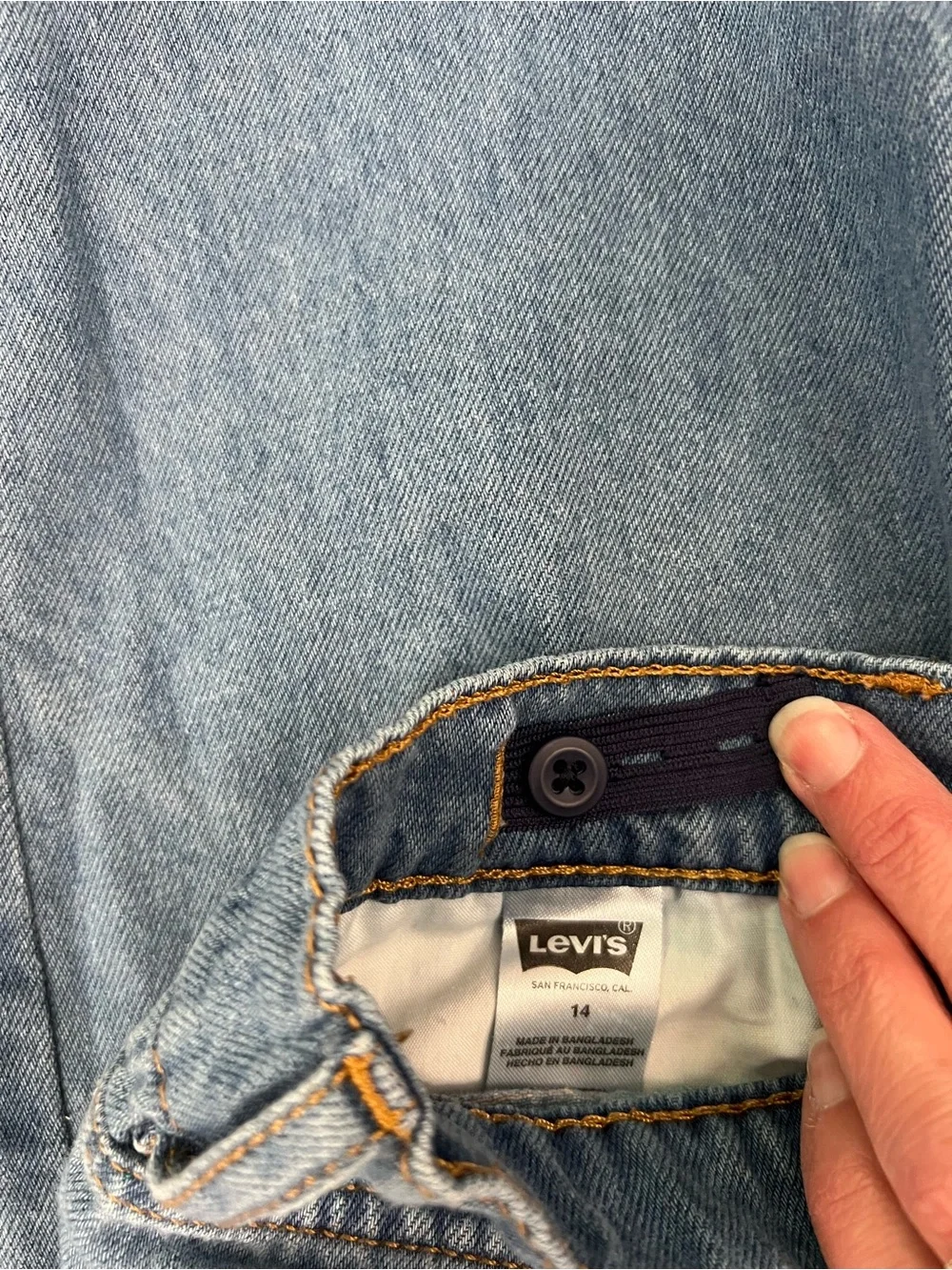 Girls Levi’s Wide Leg Distressed Jeans Size 14 Adjustable Waist Stretch Denim